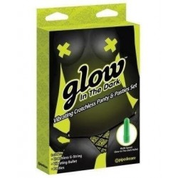 Mutandine Vibranti Glow in The Dark Vibrating Crotchless Panty And Pasties Set