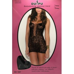 Bodystocking Glamour Trend Nero con Scollatura a Rete Misura Unica