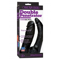 Dildo Doppio Naturale Nero 16cm Double Penetrator Vac-U-Lock