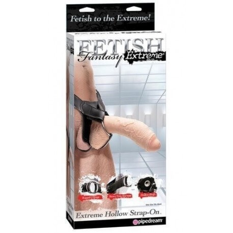 Fallo Indossabile Fetish Fantasy Extreme Strap On Harness With Hollow Veiny Dong, 10 Inch, Natural Flesh